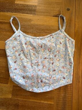 RSQ Light Blue Floral Crop Top